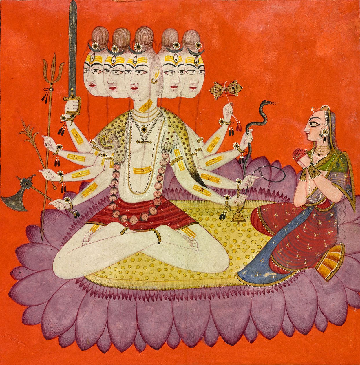 Parvatin palvoma Sadashiva, n. 1690. tekijältä Devidasa