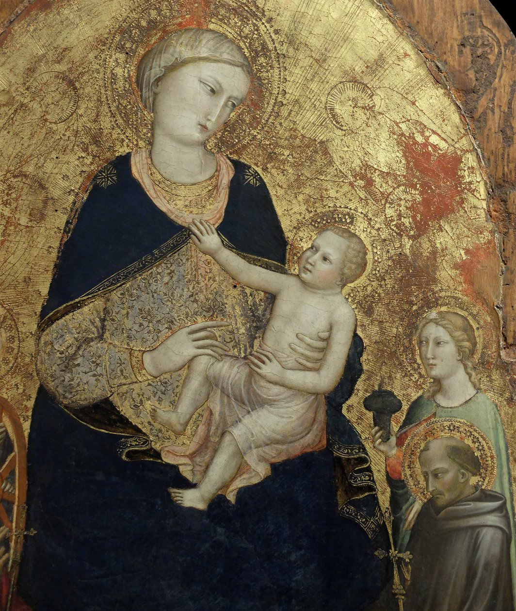 Neitsyt ja lapsi neljän pyhimyksen kanssa, yksityiskohta (maalaus) tekijältä Di Mariotto Nardo