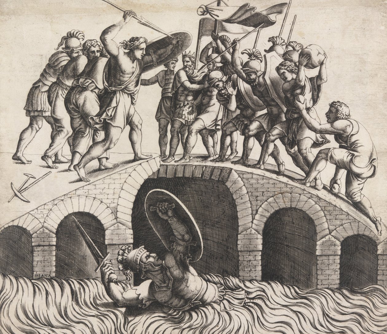 Horatio Coclès pelastaa itsensä uimalla, 1500-luku. tekijältä Diana Mantuana