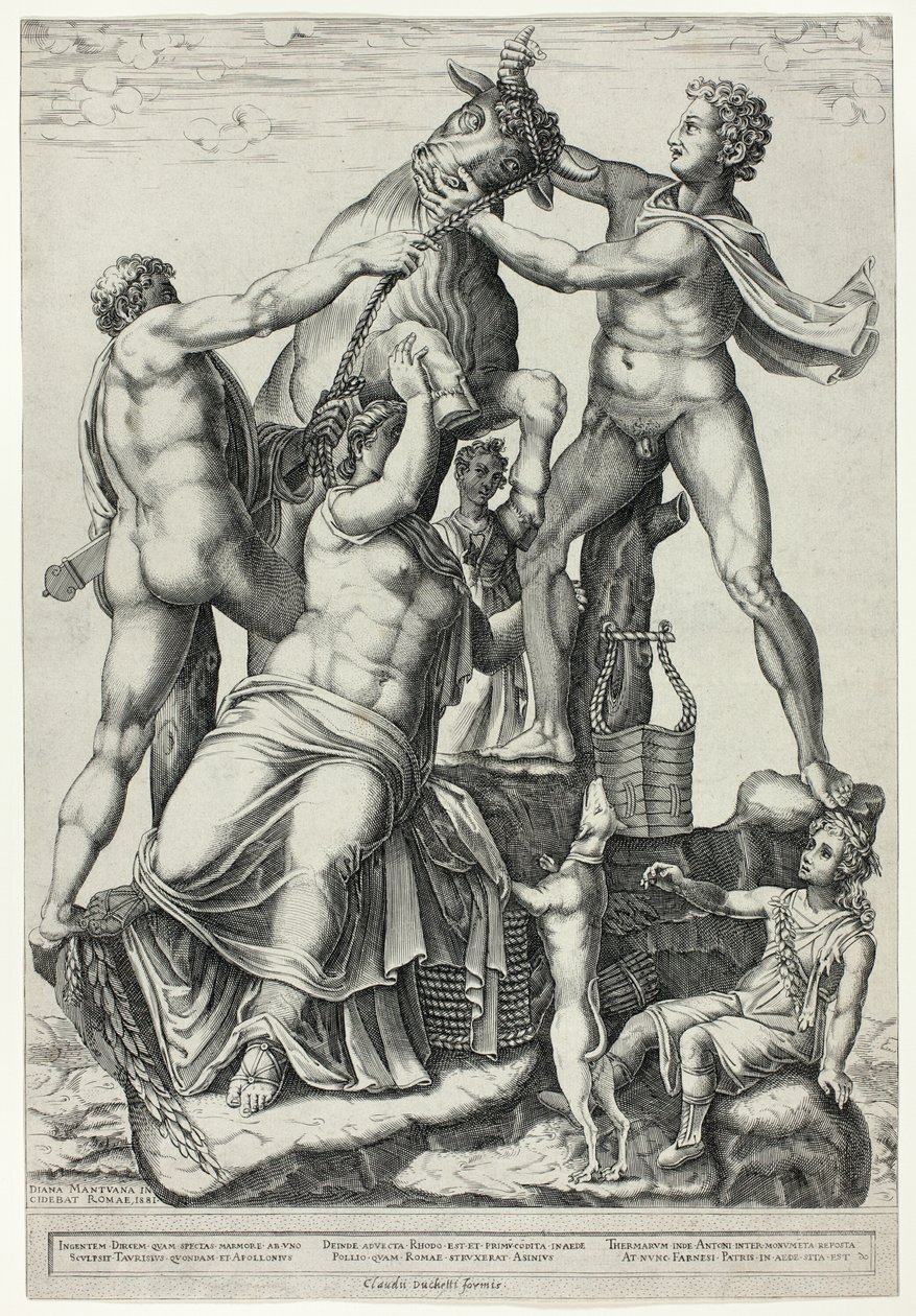 Farnese Bull Dircen, Zethuksen ja Amphionin kanssa tekijältä Diana Scultori
