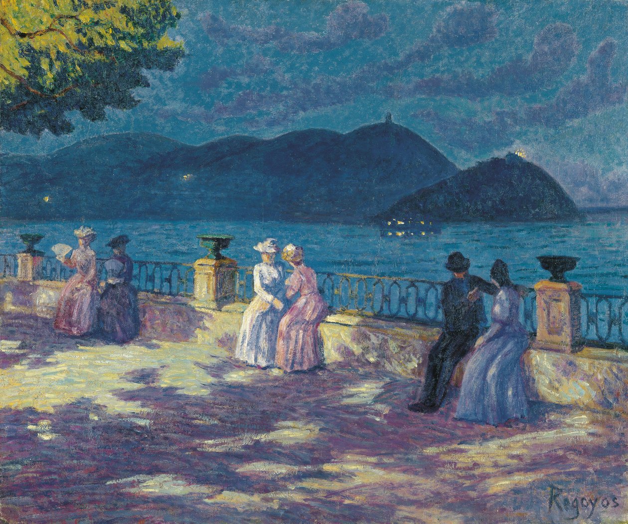 La Concha yöaikaan - Regoyos y Valdes, Dario de (1857-1913) - n. 1906 - Öljy kankaalle - 54x65 - Carmen Thyssen Museum, Málaga tekijältä Diario or Dario de Regoyos y Valdes