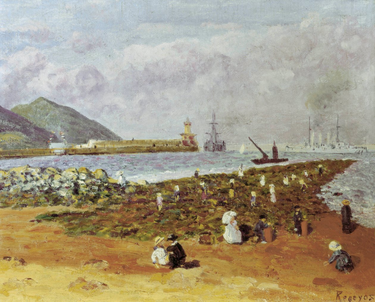 La escollera (murtaja tai aallonmurtaja). Dario de Regoyosin (1875-1913) maalaus. Öljy kankaalle. espanjalainen impressionismi. Monistrol-museo Montserratissa Barcelonassa. tekijältä Diario or Dario de Regoyos y Valdes