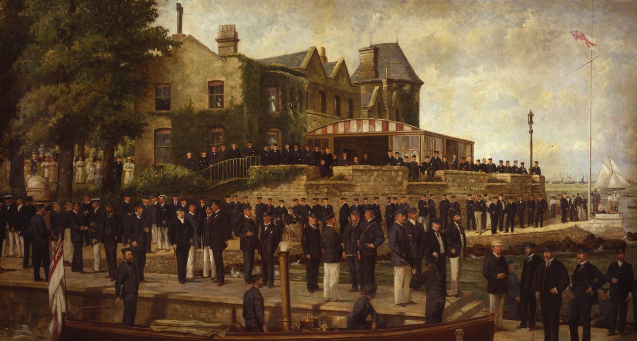 Yhdistelmämuotokuva Royal Yacht Squadronin jäsenistä, 1895 tekijältä Dickinson and Foster