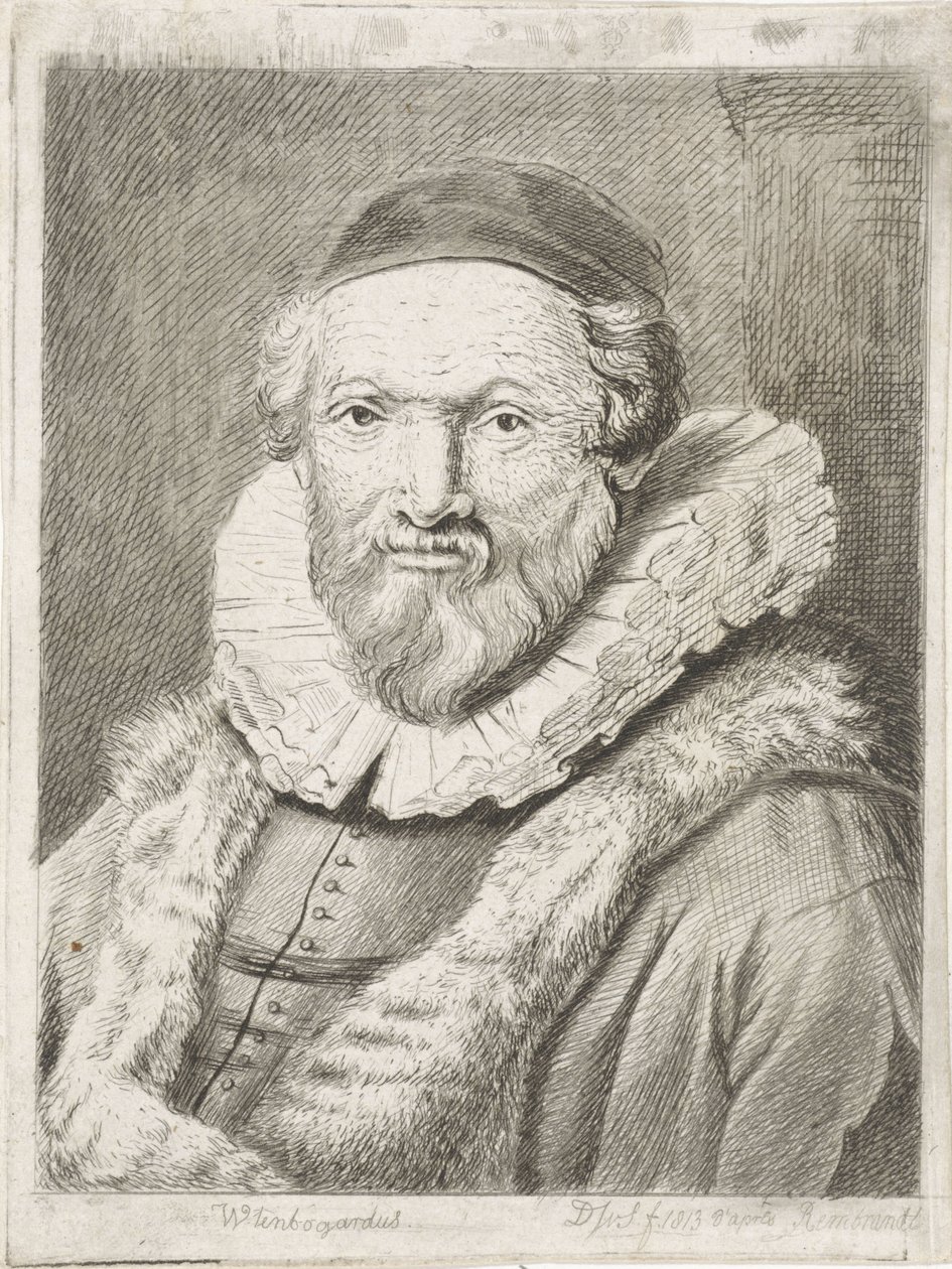 Johannes Wtenbogaertin muotokuva Wtenbogardus (otsikko esineessä) tekijältä Diederik Jan Singendonck