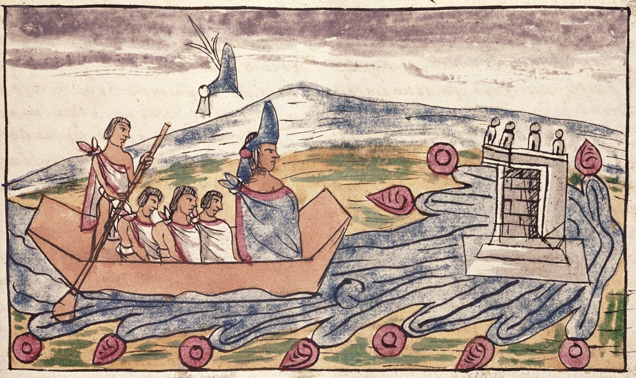 Fol. 192v Montezuma II (1466-1520) lähti nopeasti kuultuaan espanjalaisten maihinnoususta, 1579 tekijältä Diego Duran