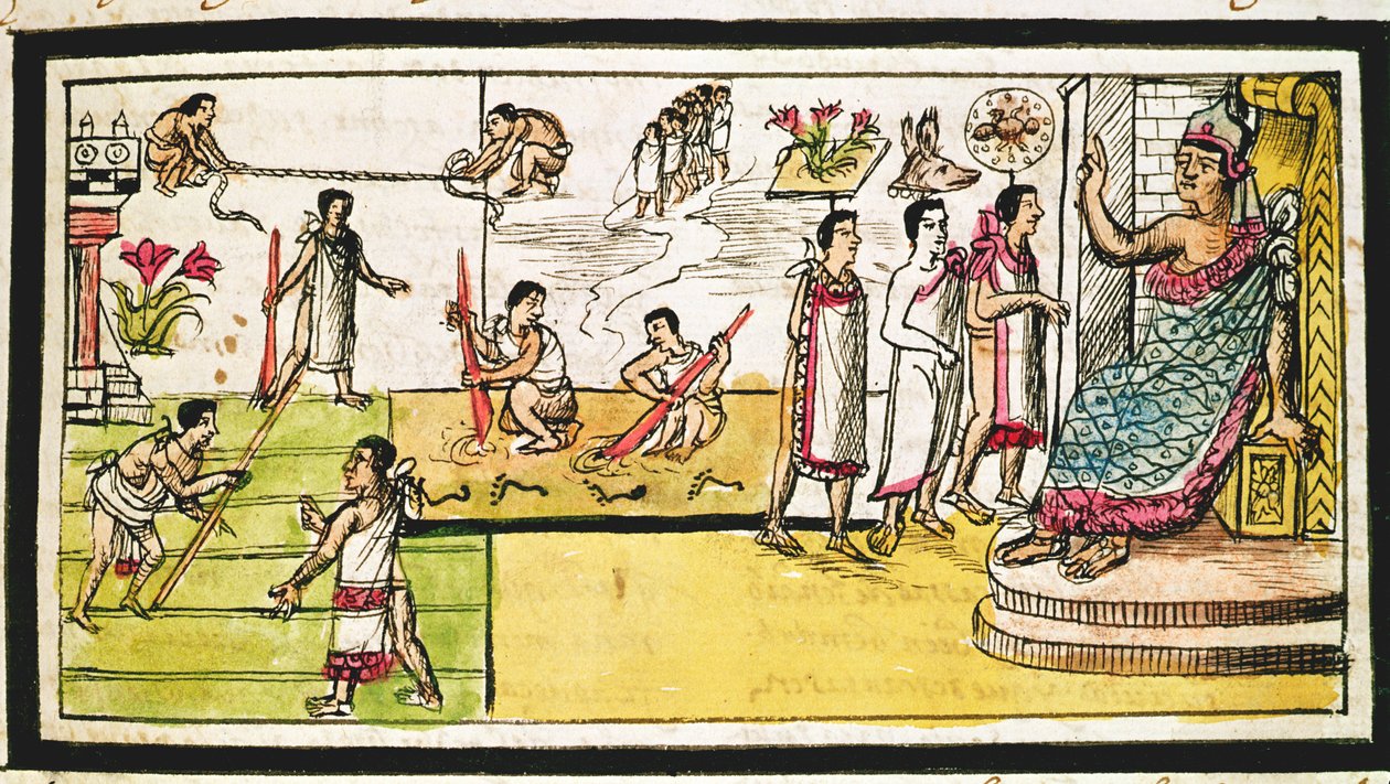 Fol.40r Tenochtitlanin rakentaminen, 1579 tekijältä Diego Duran