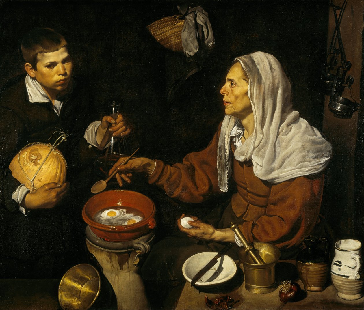Vanha nainen keittää munia tekijältä Diego Velázquez