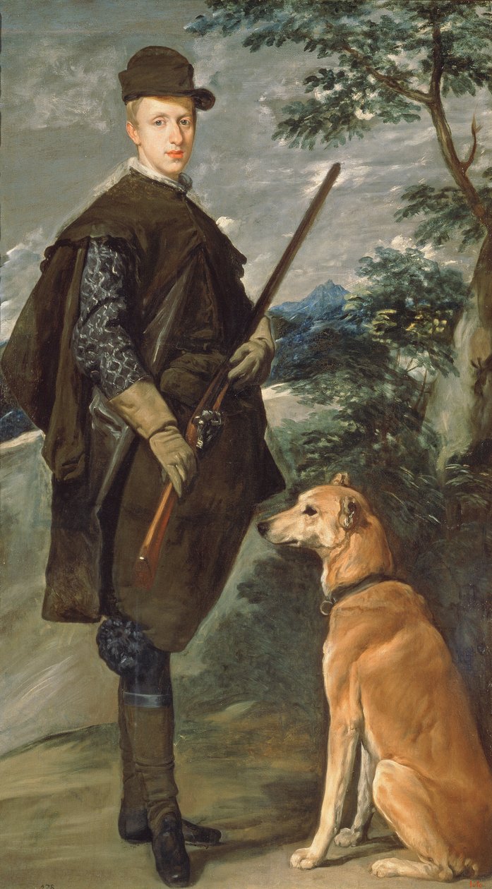 Itävallan kardinaali Infante Ferdinandin (1609-41) muotokuva aseen ja koiran kanssa, 1632 tekijältä Diego Velázquez