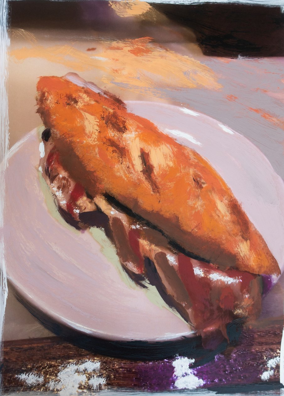 Bocata del camino 1, 2018 (akryylimaali painetulle valokuvalle) tekijältä Diego Beyro