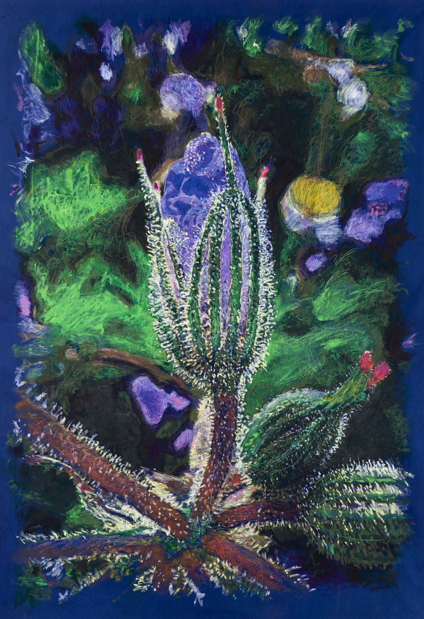 Hunajaheinää Calzada de Valduncielin lähellä, 2025 (akryyli ja lyijykynä kankaalle) tekijältä Diego Beyro