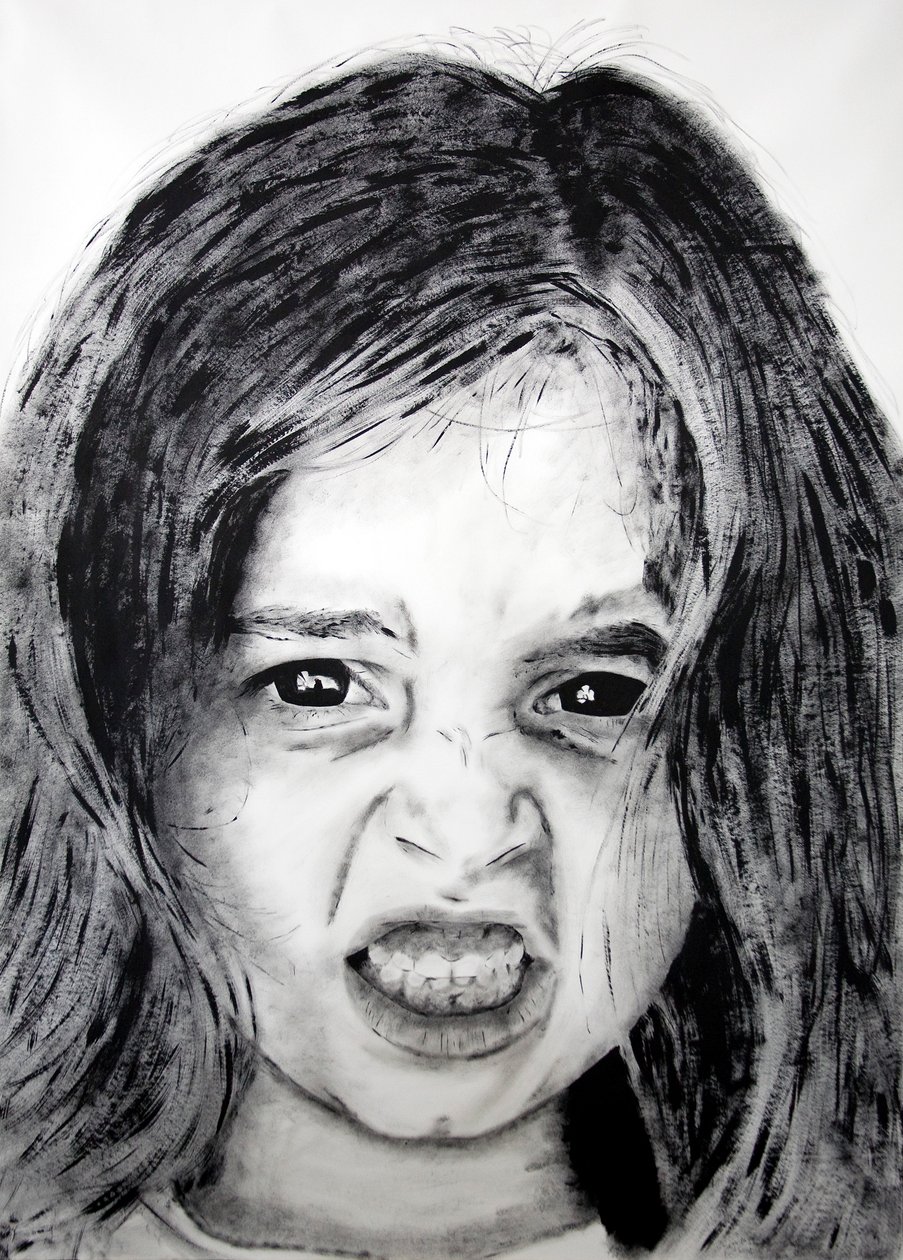 Manuela 2 (Lapset-sarja), 2008 (akryyli paperille) tekijältä Diego Beyro