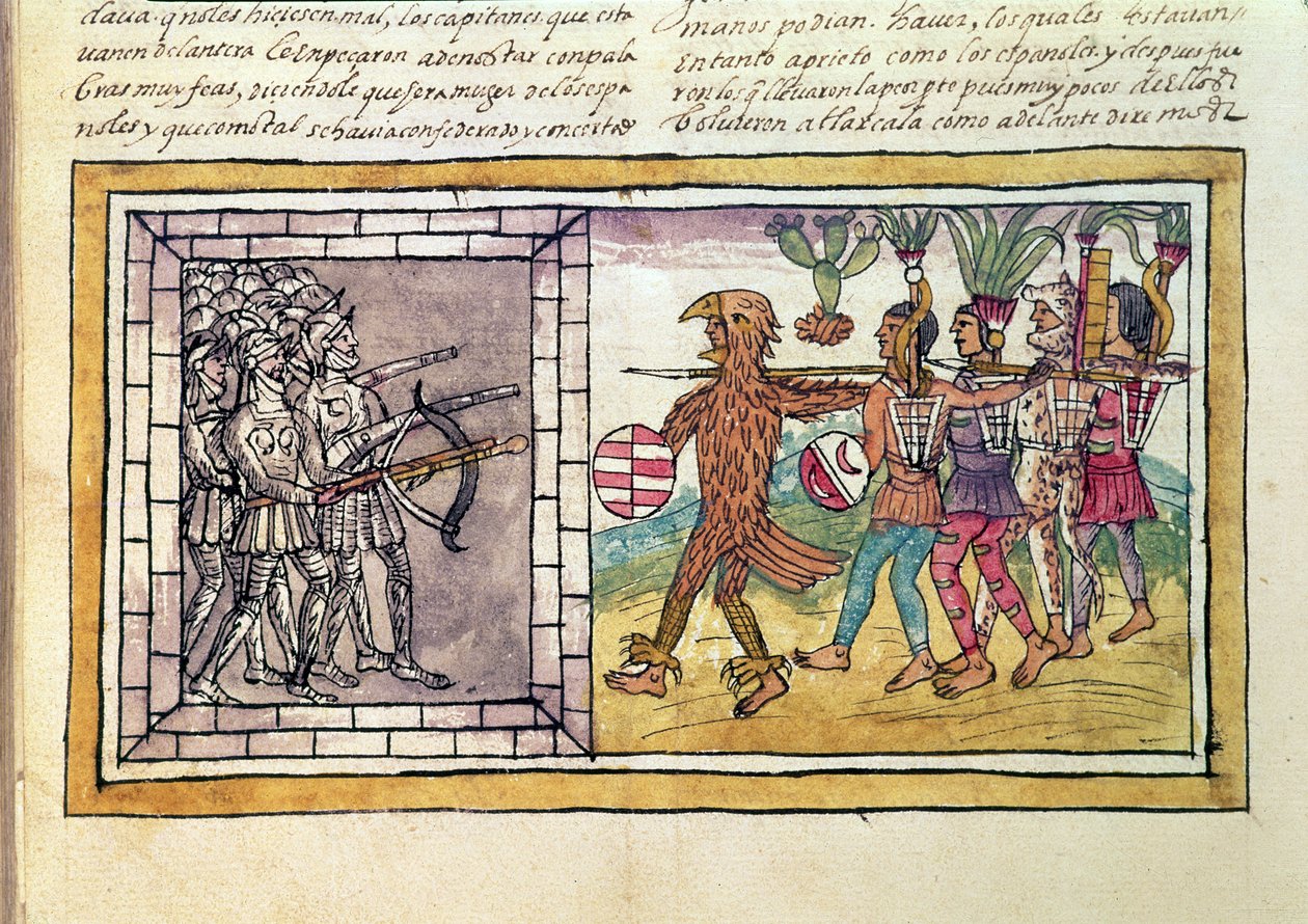 Codex Duran: Pedro de Alvarado (n. 1485-1541) atsteekisotureiden piirittämän Hernando Cortesin (1485-1547) asekumppani tekijältä Diego Duran