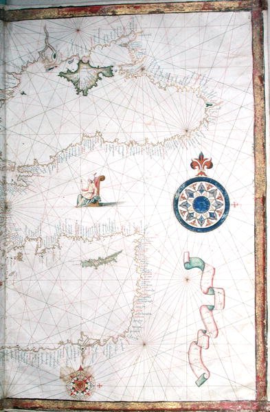 Turkki, Kaspianmeri ja Kypros, yksityiskohta sanaatlasista, 1565 tekijältä Diego Homem