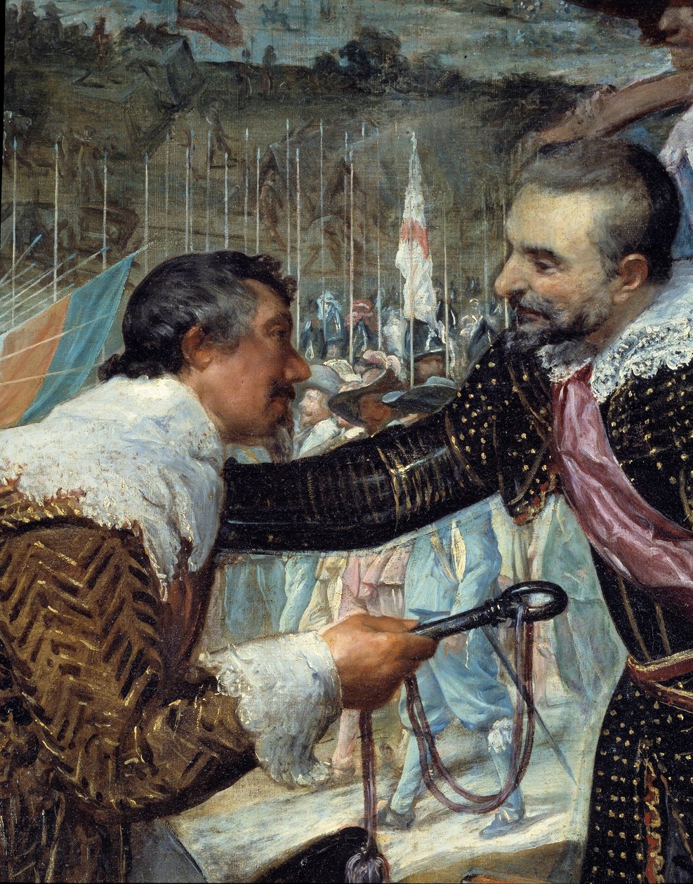 Bredan antautuminen. Bredan piirityksen lopussa (kolmikymmenvuotisen sodan aikana): 5. kesäkuuta 1625 Justin de Nassau (1559-1631) neuvotteli rauhan seremonian aikana Ambrogio Spinola Dorian, markiisi de Los Balbasesin (1569-1630) kanssa. jossa hän luovutt tekijältä Diego Velázquez