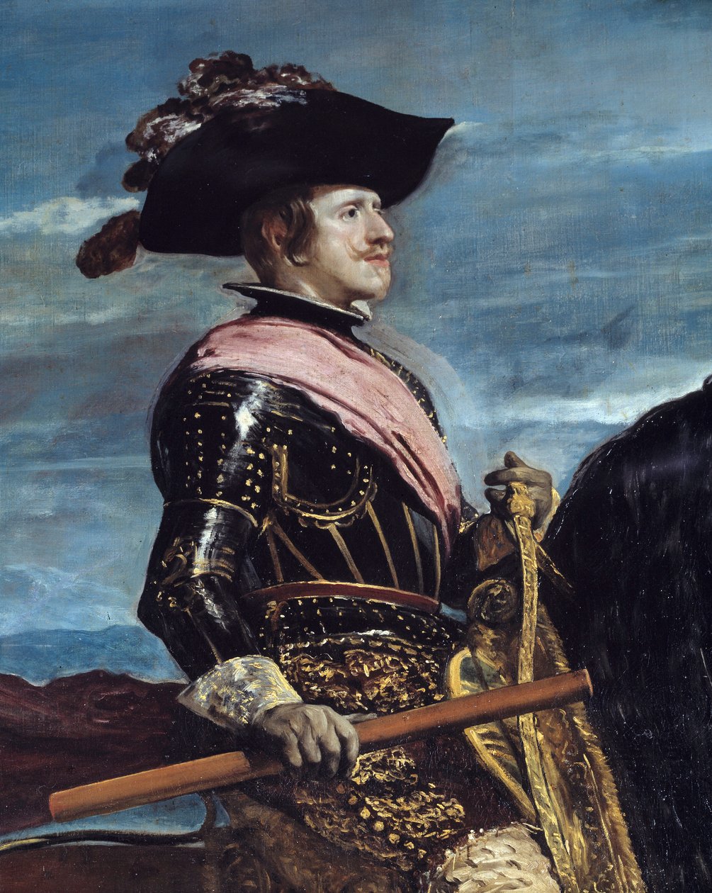 Kuningas Philip IV:n (1605-1665) ratsastusmuotokuva Yksityiskohta. Diego Rodriguez de Silva y Velasquezin (1599-1660) maalaus tekijältä Diego Velázquez