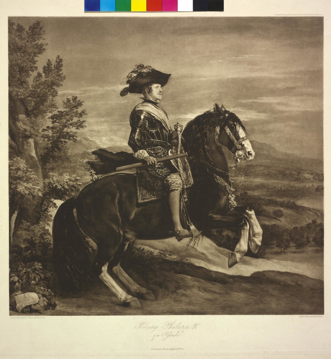 Kuningas Philipp IV hevosen selässä (heliografia) tekijältä Diego Rodriguez de Silva y Velazquez