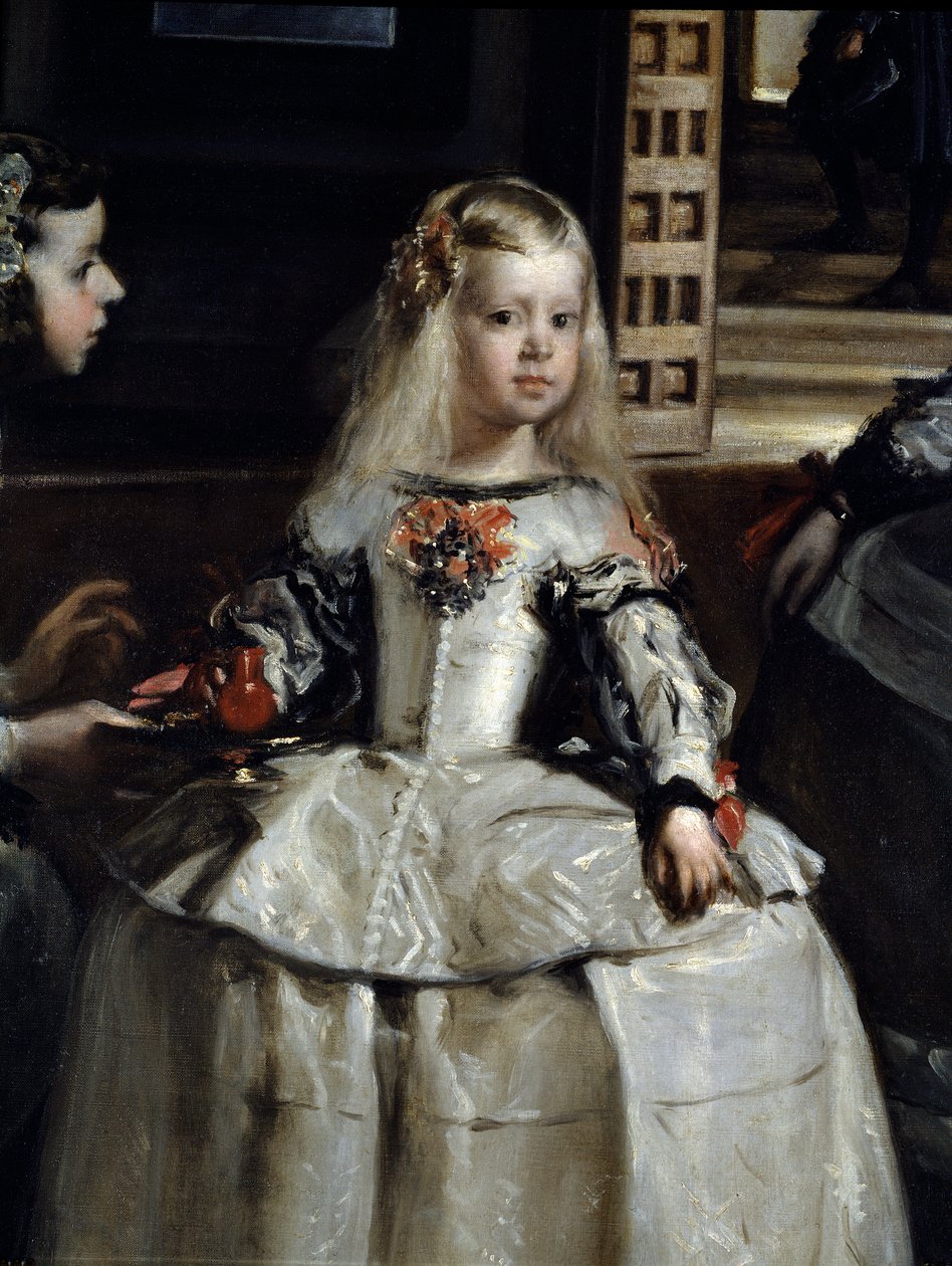 Las Meninas, Yksityiskohta: Margarita Teresa palvelijoiden ja hovikääpiöiden ympäröimänä tekijältä Diego Rodriguez de Silva y Velazquez