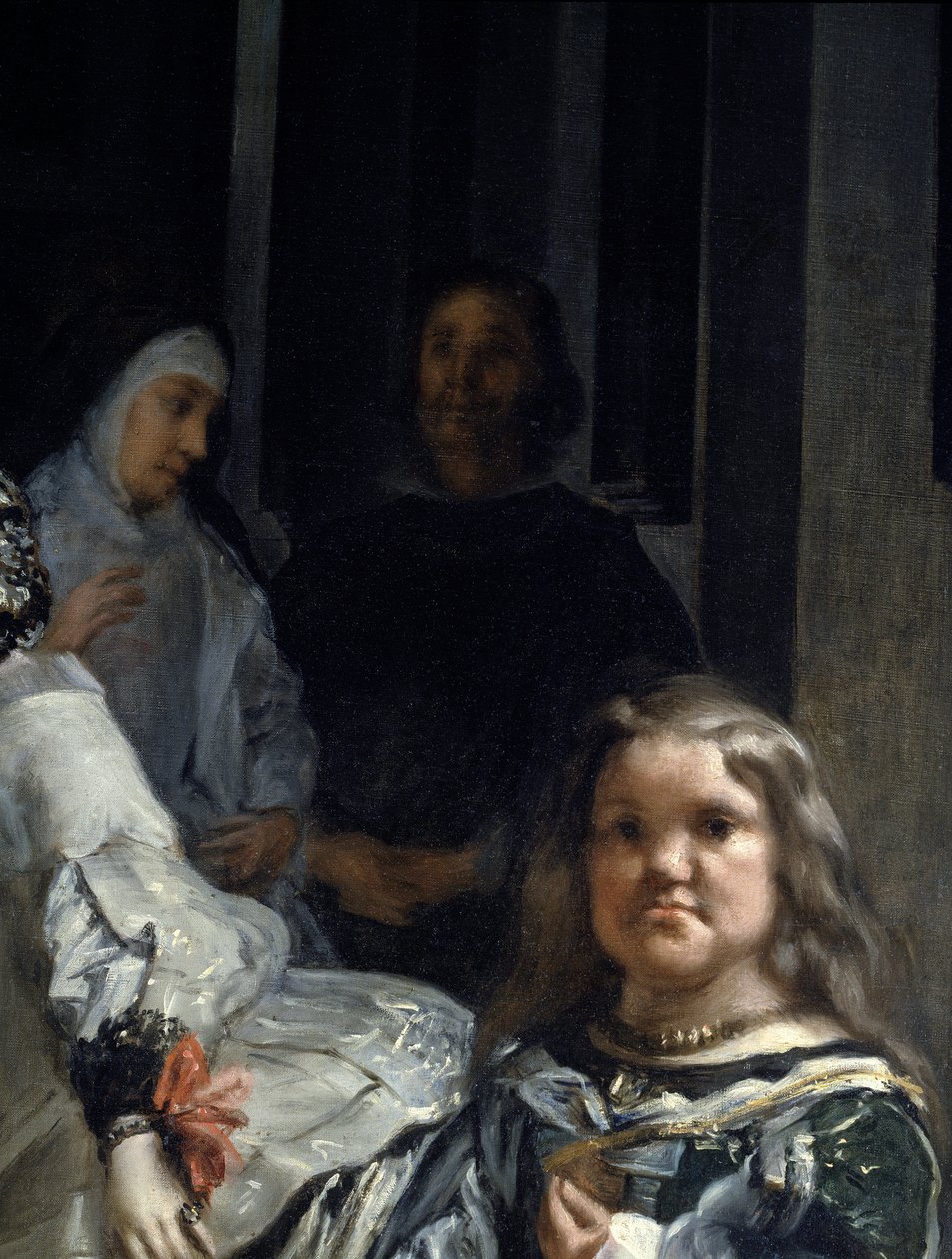 Las Meninas. Yksityiskohta: nunna ja kääpiö tekijältä Diego Rodriguez de Silva y Velazquez