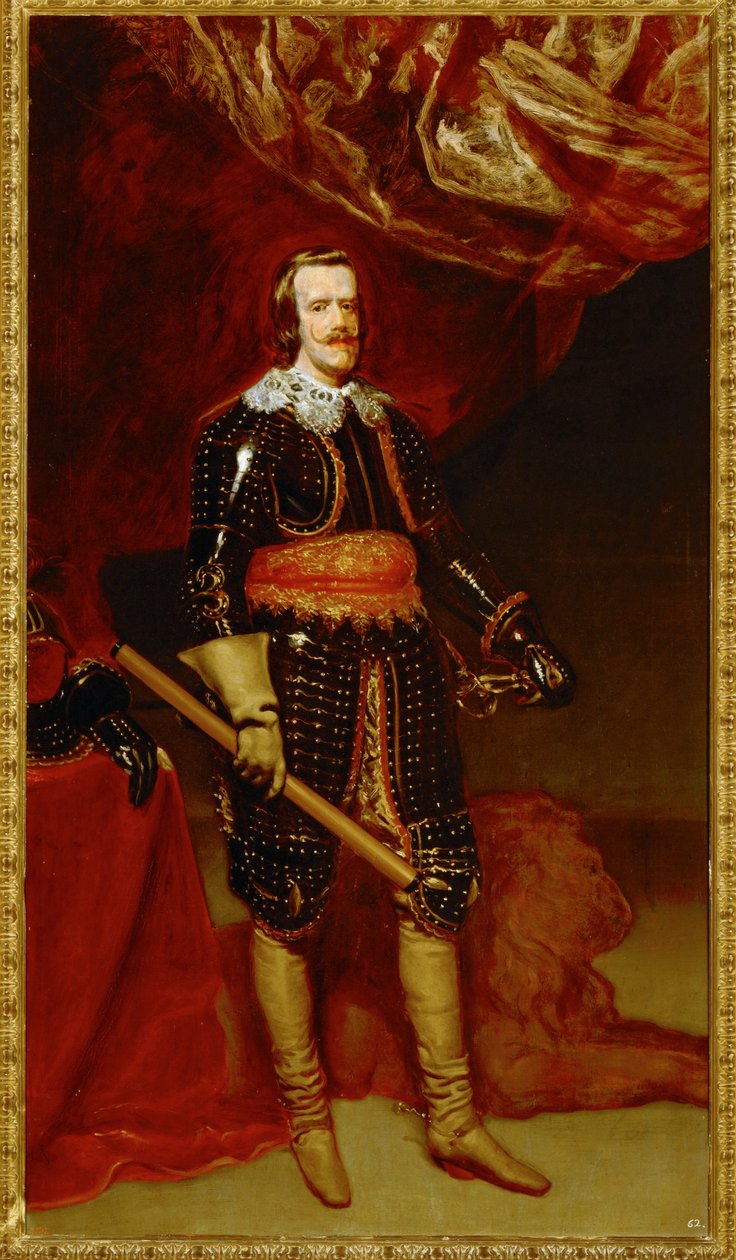 Filip IV haarniskassa, leijona jalkojensa juuressa ... (maalaus kankaalle) tekijältä Diego Rodriguez de Silva y Velazquez