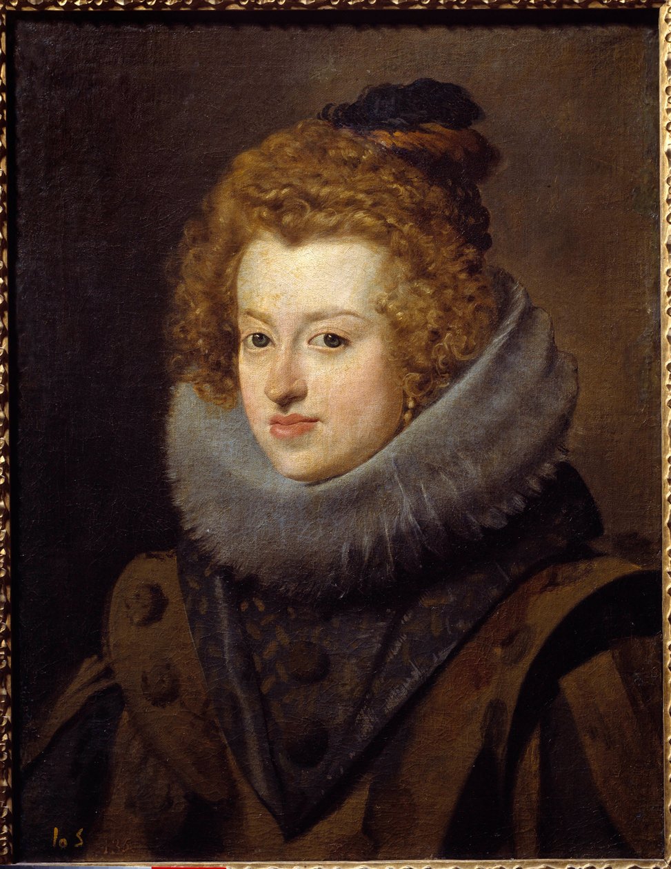 Unkarin kuningattaren (1606-1646) Dona Marian muotokuva. Diego Rodriguez de Silva y Velasquezin (1599-1660) maalaus tekijältä Diego Velázquez