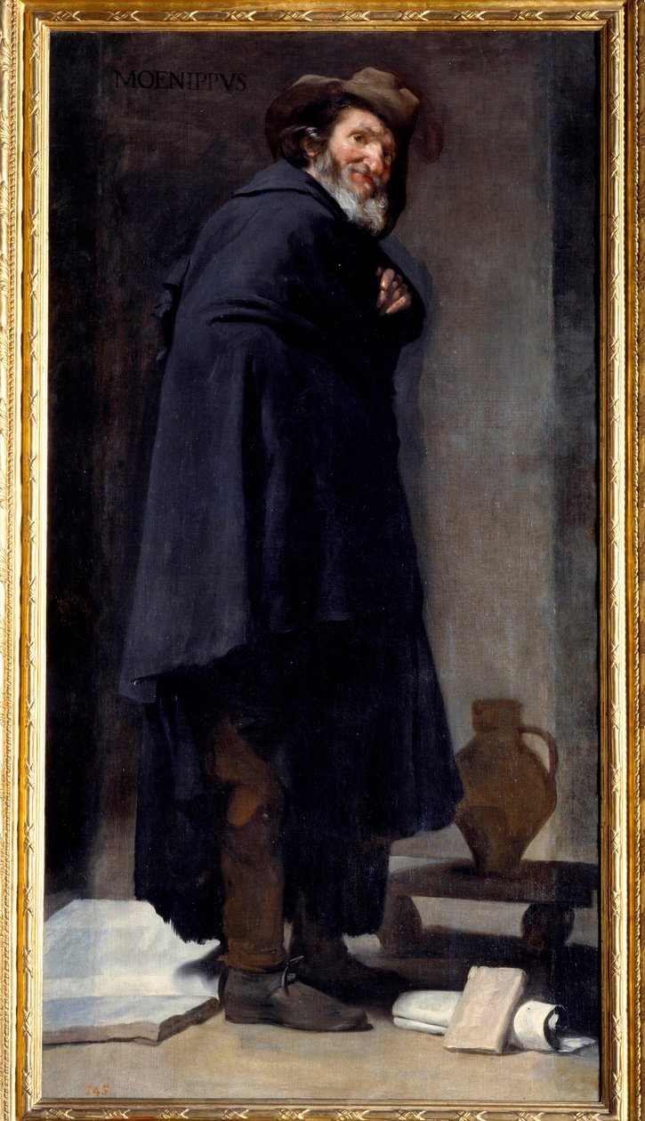 Muotokuva Menippestä (Menippe de Sinope, kreikkalainen runoilija ja kyynisen koulukunnan filosofi, joka eli 4. ja 3. vuosisadalla eKr.). Diego Rodriguez de Silva y Velasquezin (1599-1660) maalaus tekijältä Diego Velázquez