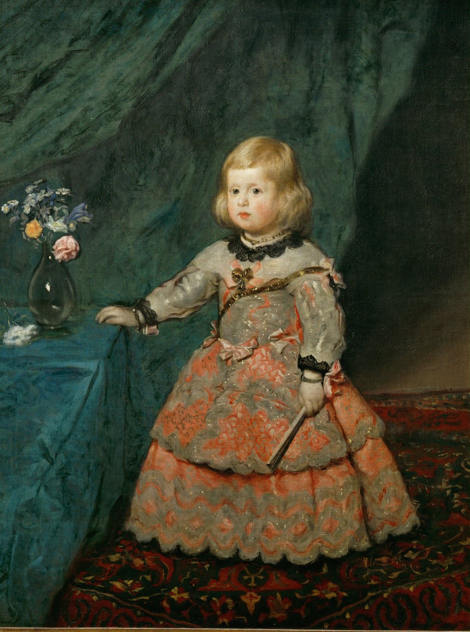 Infanta Margarita Teresa vaaleanpunaisessa mekossa ... (maalaus kankaalle) tekijältä Diego Rodriguez de Silva y Velazquez