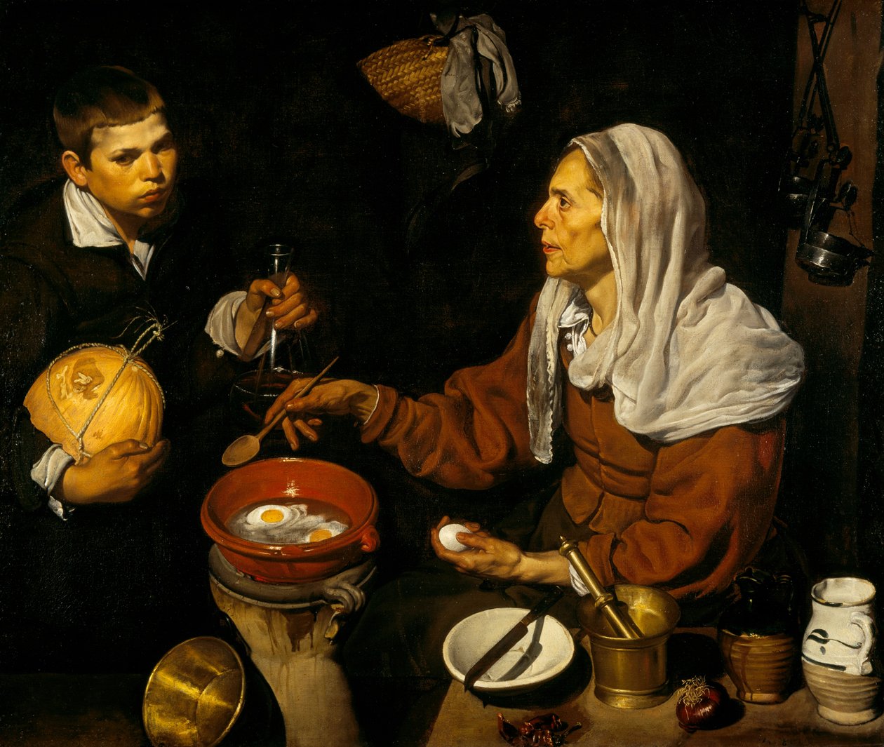 Vanha nainen keittää munia tekijältä Diego Velázquez