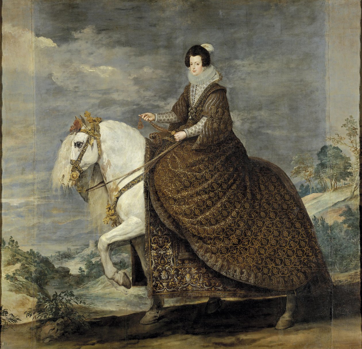 Bourbonin kuningatar Elisabet hevosen selässä tekijältä Diego Velázquez