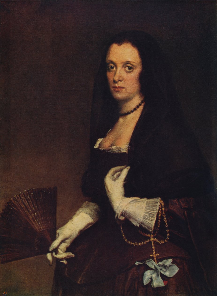 Nainen tuulettimen kanssa, c1638-1639, c1915 tekijältä Diego Velázquez