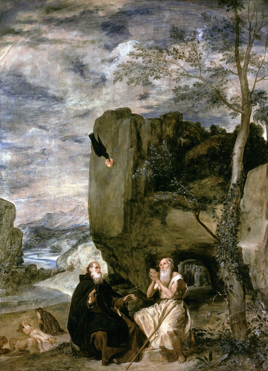 Pyhä Antonius apotti ja pyhä Paavali ensimmäinen erakko, n. 1642 tekijältä Diego Velázquez