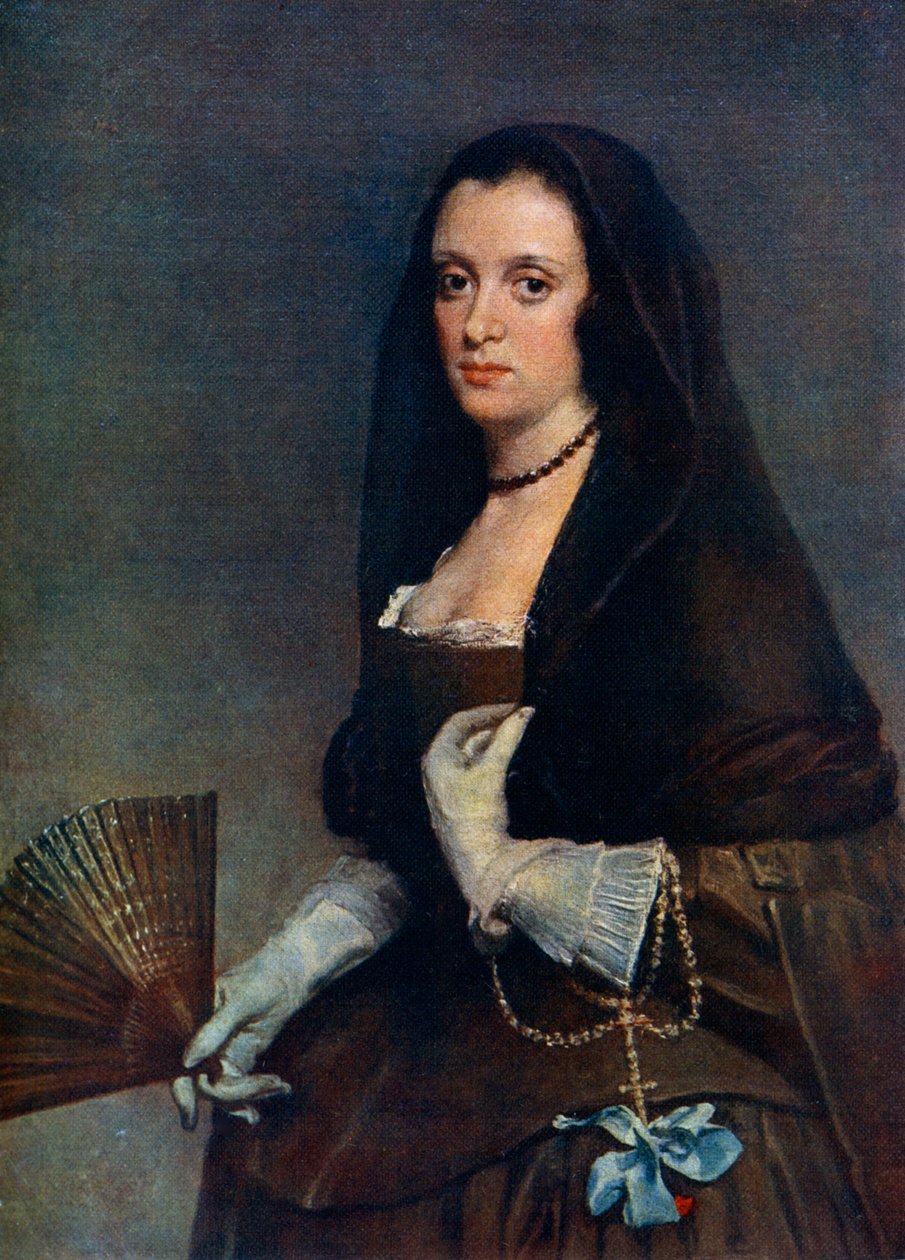 Nainen tuulettimen kanssa, c1630-1650, 1912. tekijältä Diego Velázquez