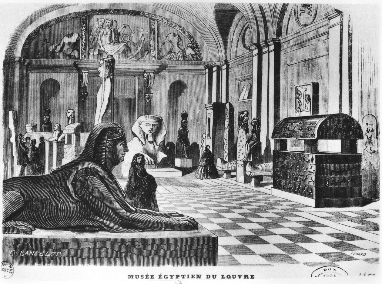 Louvren museon egyptiläiset huoneet, kaivertaja Pegard (1800-luku) 1851. tekijältä Dieudonne Auguste Lancelot