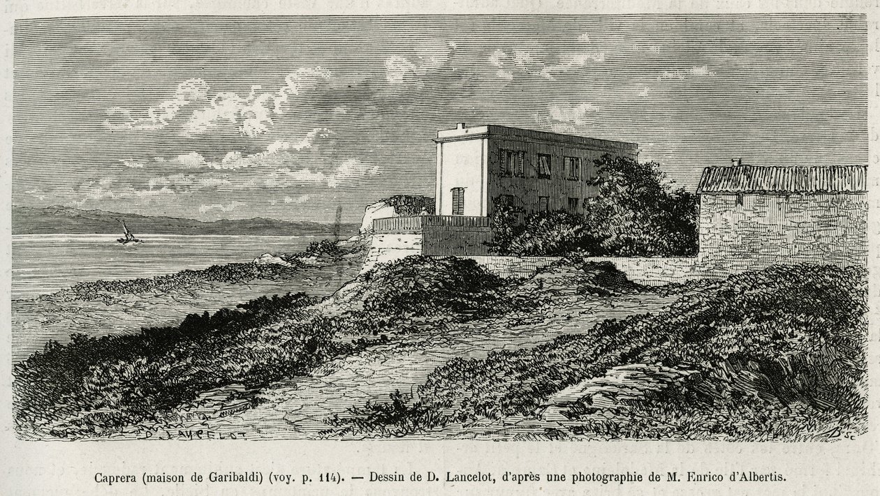 Giuseppe Garibaldin (1807-1882) talo La Caprerassa (Sardinia), jonka on kaivertanut D. Lancelotin piirustuksen jälkeen havainnollistamaan Syyrian nykyistä tarinaa. Lyonin lääketieteellisen tiedekunnan dekaani Mr. Lortet, jonka vastuulla on ministeriön tiet tekijältä Dieudonne Auguste Lancelot
