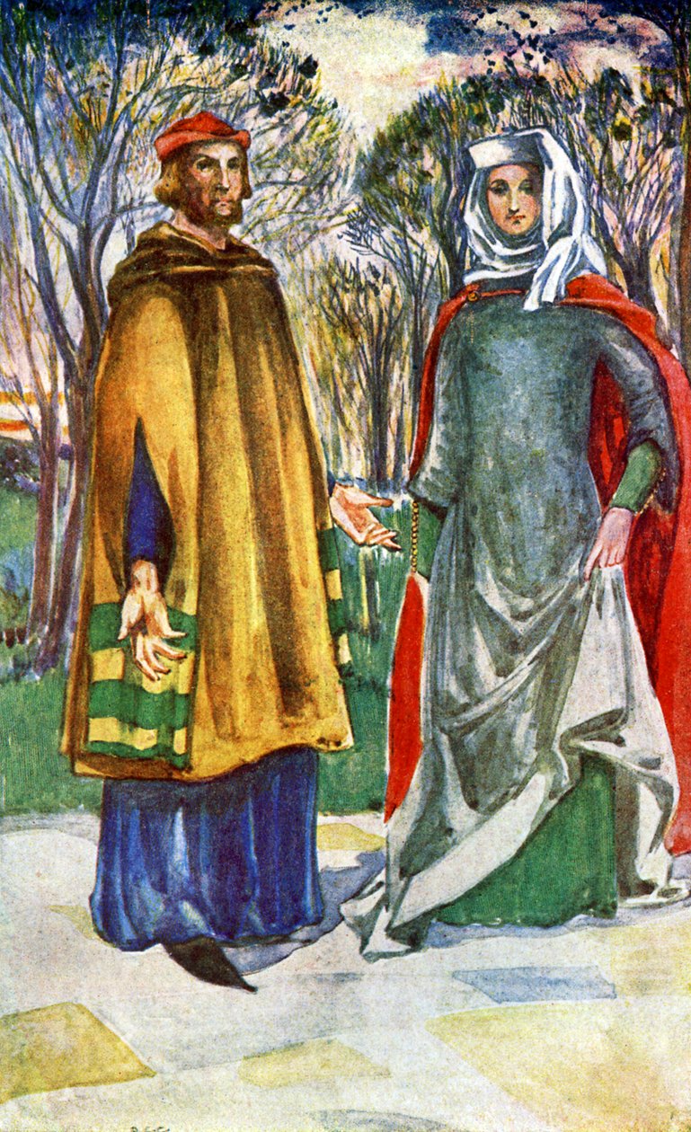Pariskunnan puku Edward I:n hallituskaudella (1272-1307) tekijältä Dion Clayton Calthrop