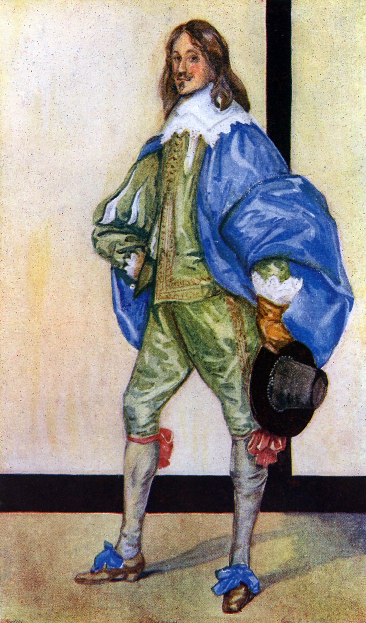 Miesten puku Kaarle I:n hallituskaudella (1625-1649) tekijältä Dion Clayton Calthrop