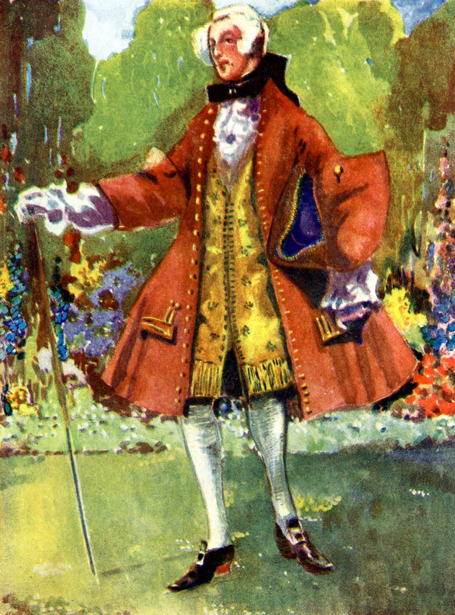 Miesten puku Yrjö II:n hallituskaudella (1727-1760) tekijältä Dion Clayton Calthrop