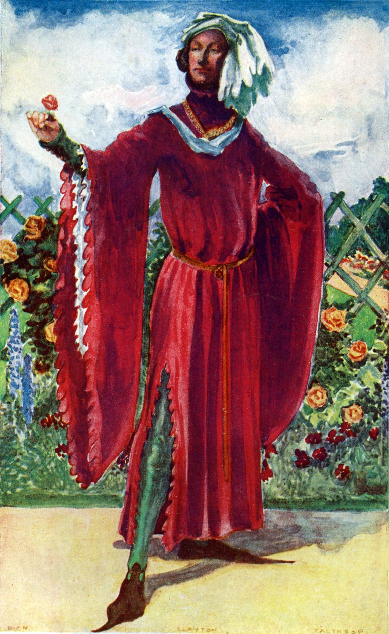 Miesten puku Richard II:n hallituskaudella (1377-1399) tekijältä Dion Clayton Calthrop