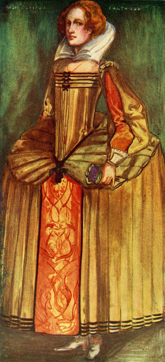 Naisten puku Elizabeth I:n hallituskaudella (1558-1603) tekijältä Dion Clayton Calthrop