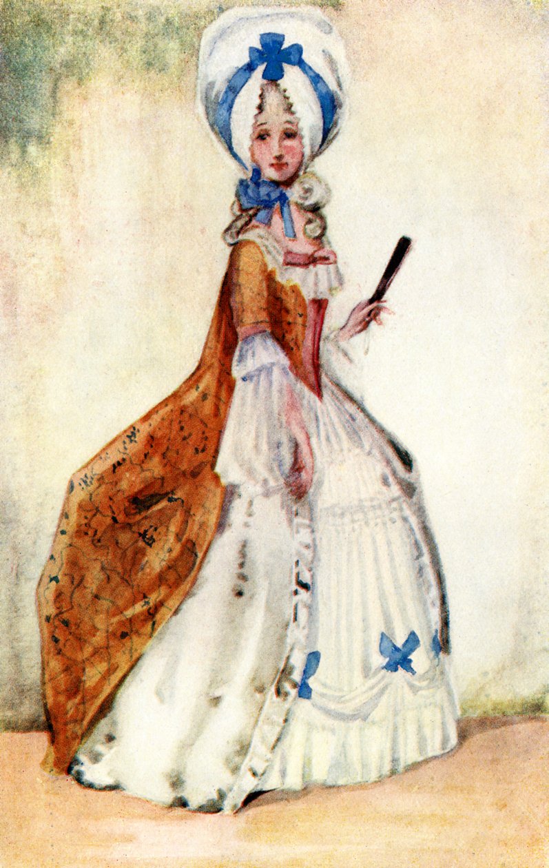 Naisen puku Yrjö III:n hallituskaudella (1760-1820) tekijältä Dion Clayton Calthrop