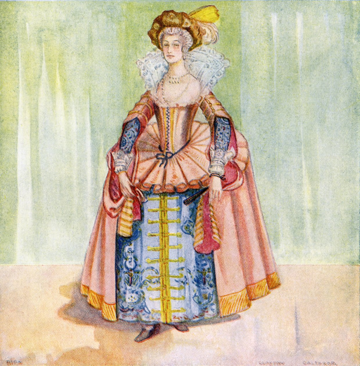 Naisten puku James I:n hallituskaudella (1603-1625) tekijältä Dion Clayton Calthrop