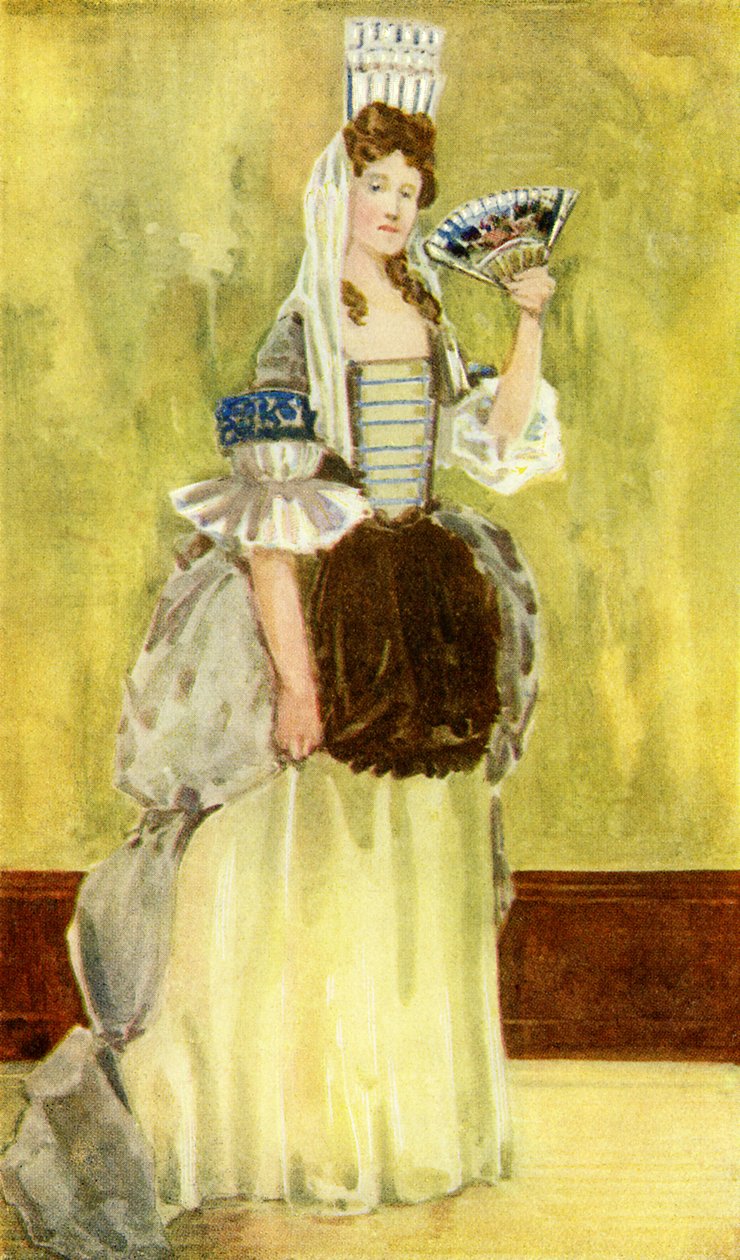 Naisen puku Williamin ja Marian hallituskaudella (1689-1702) tekijältä Dion Clayton Calthrop