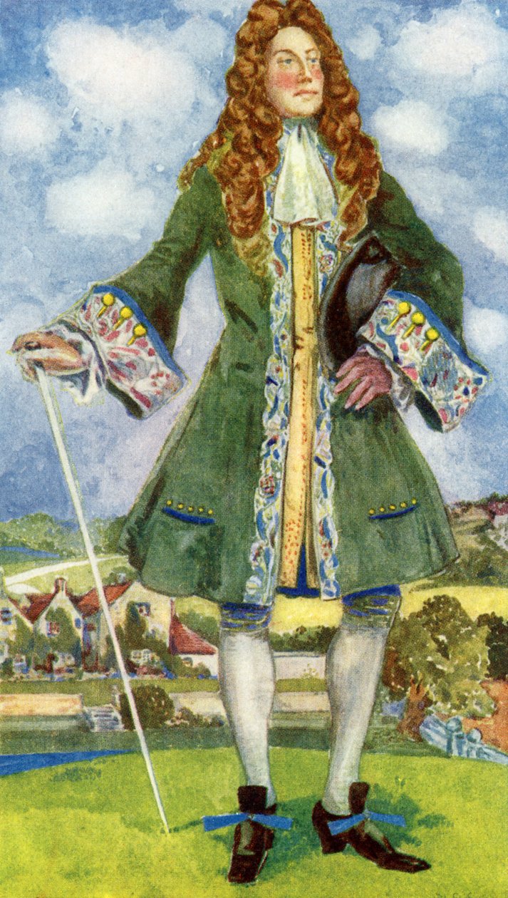 Miesten puku Williamin ja Marian hallituskaudella (1689-1702) tekijältä Dion Clayton Calthrop