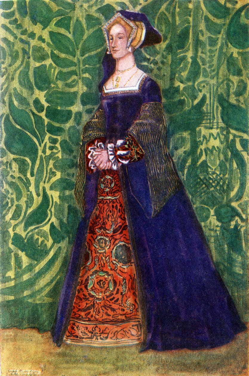 Naisen puku Henrik VIII:n hallituskaudella (1509-1547) tekijältä Dion Clayton Calthrop