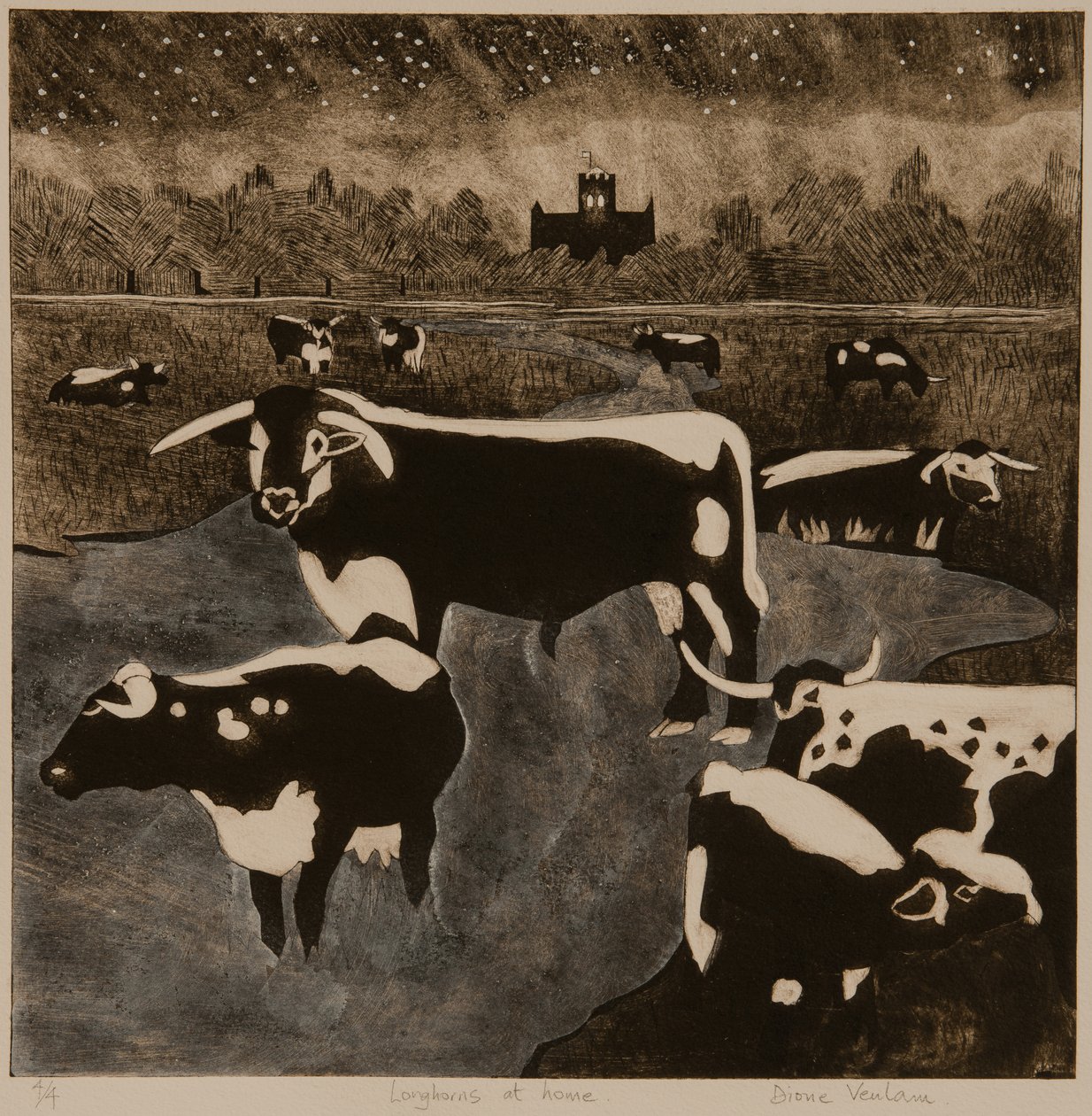 Longhorns kotona, 2017 (kuvakollaasi) tekijältä Dione Verulam