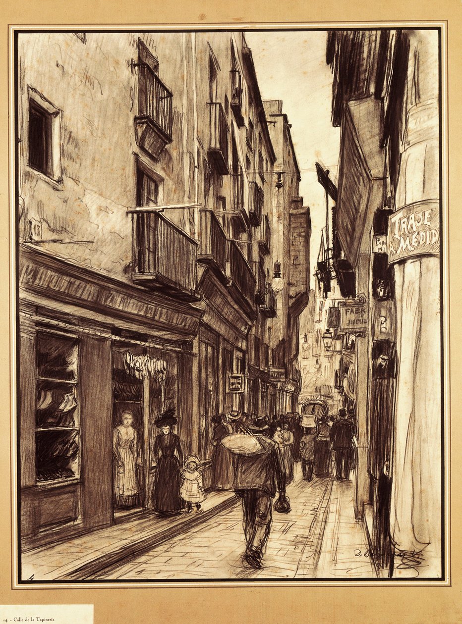 Tapineria-katu, Barcelona (piirustus) tekijältä Dionisio Baixeras Verdaguer