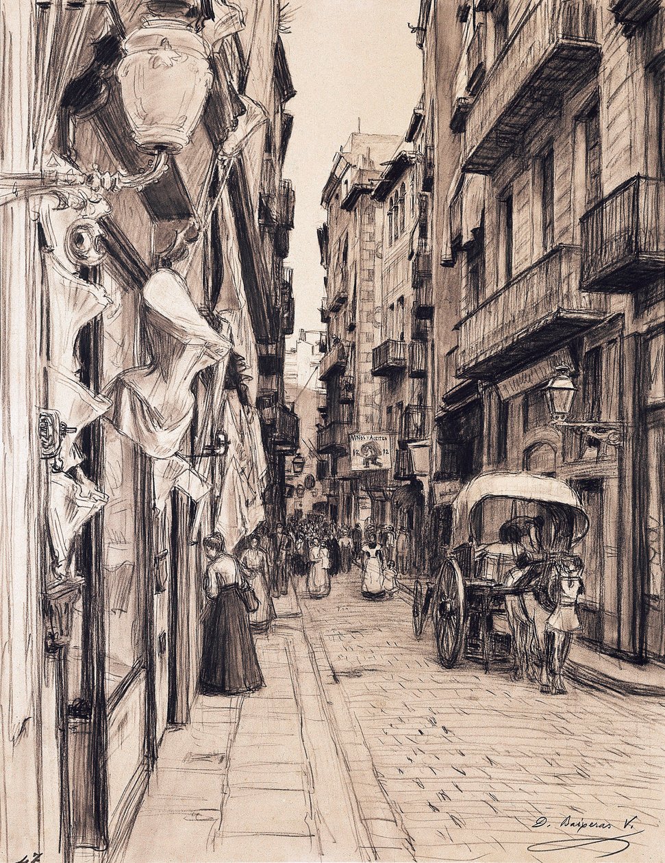 Boira Street kohti Llana-aukiota, Barcelona tekijältä Dionisio Baixeras Verdaguer