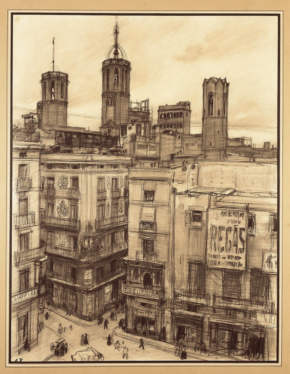 Angels Square, Barcelona (piirustus) tekijältä Dionisio Baixeras Verdaguer