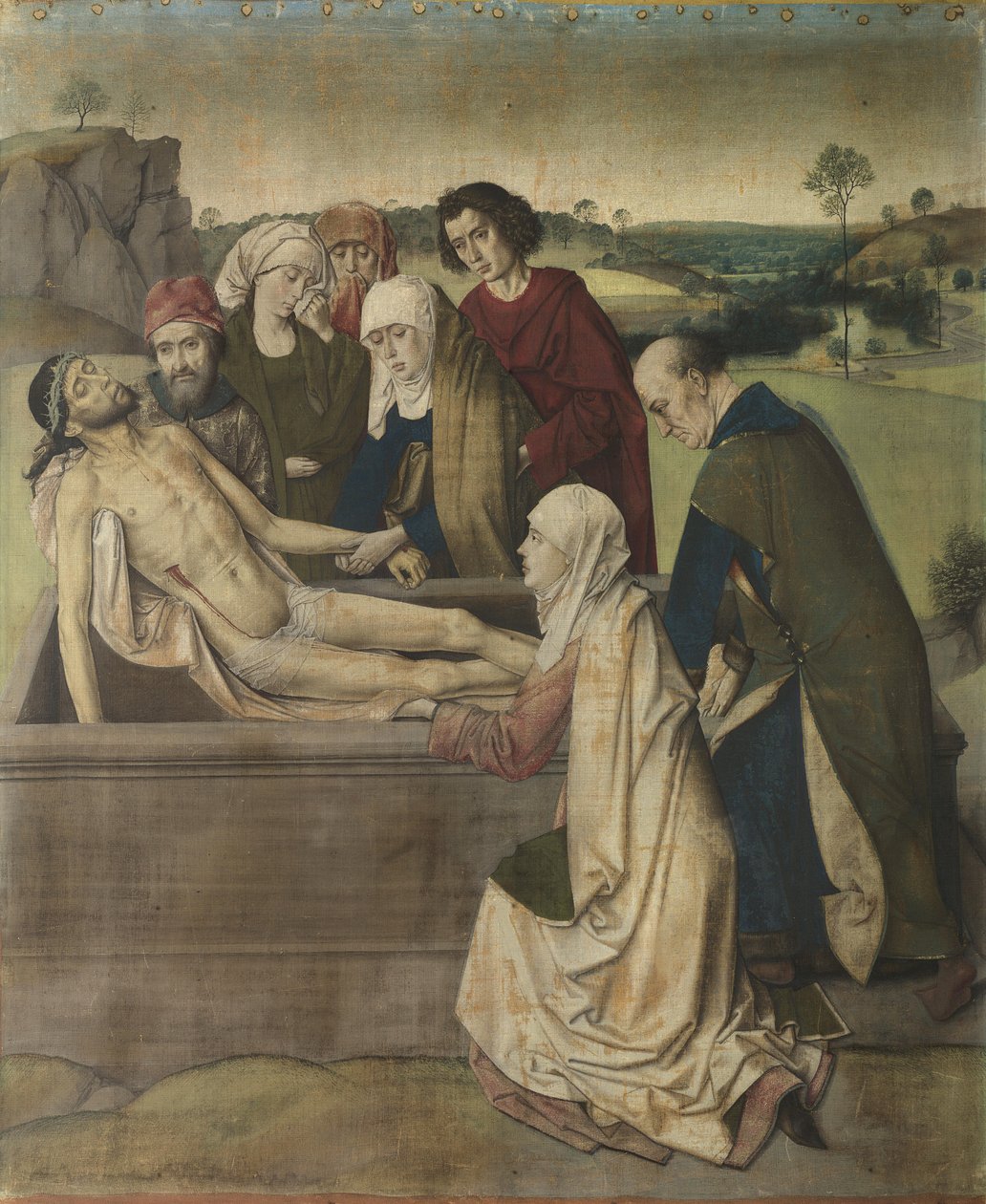 Hautaus, n. 1450-60 (tempera pellavalle) tekijältä Dirck Bouts