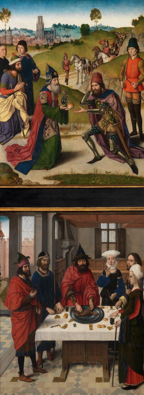 Yksityiskohta Pyhän Sakramentin alttaritaulusta, n. 1464-1468 (öljy paneelille) tekijältä Dirck Bouts