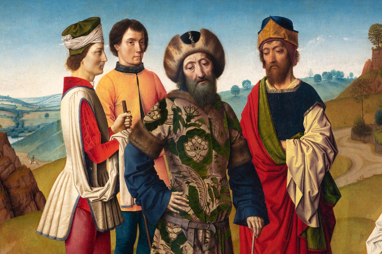 Seurakuntakirkko (Parochiekerk Sint-Pieter). Maalaus. Dirk Bouts. Pyhän Erasmuksen marttyyrikuolema. Noin 1460-1464. Yksityiskohta. Keskipaneeli. tekijältä Dirck Bouts
